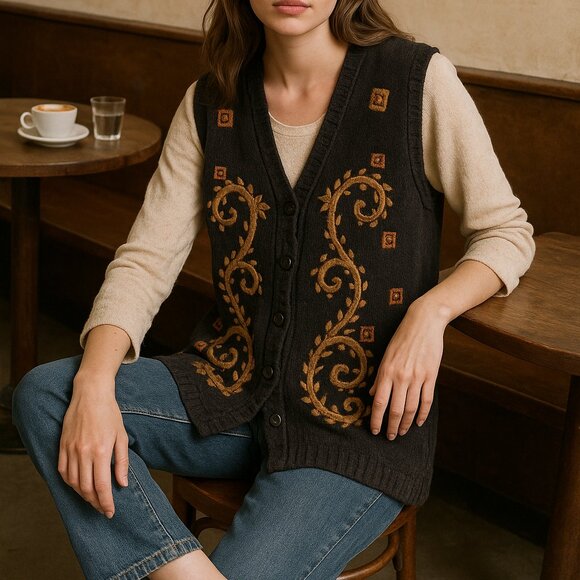 Boho Vintage Crochet Vest - Minimalist Classic - Picture 1 of 8